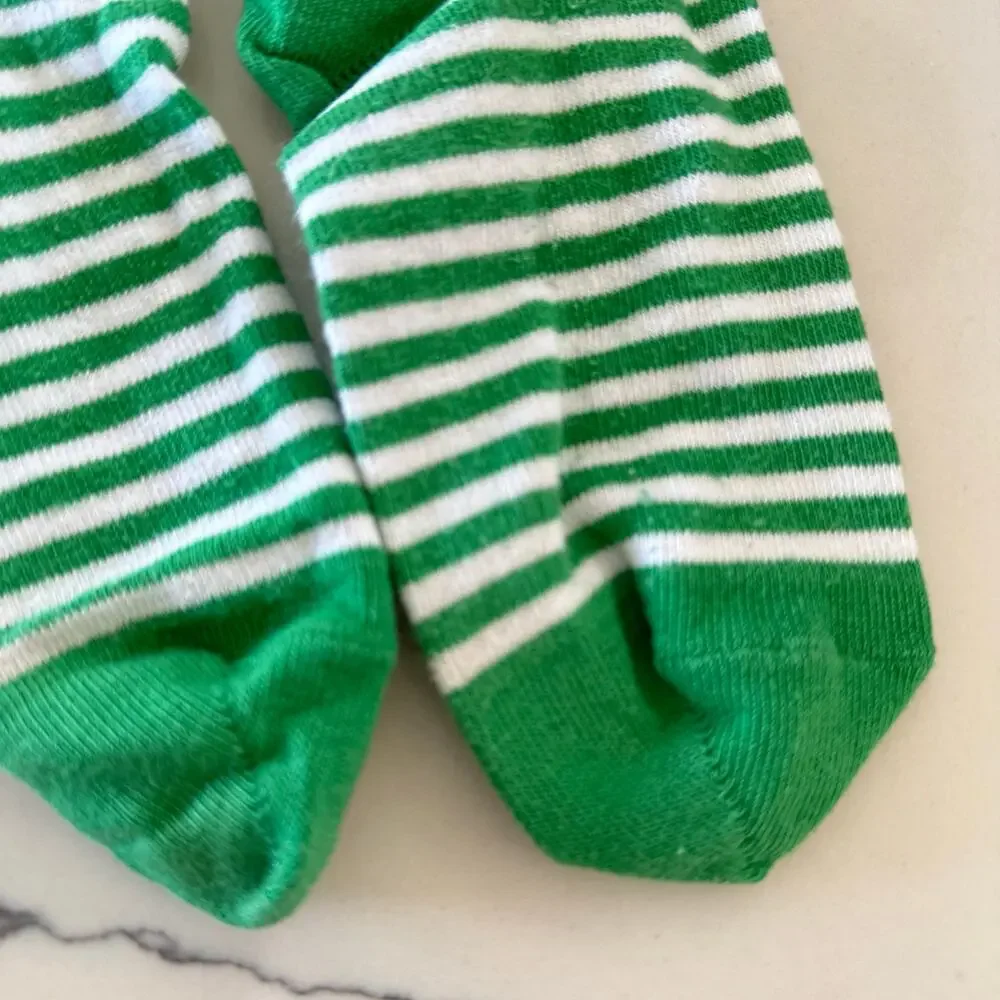 Hanna Andersson Green Striped Crew Socks Size 12-1